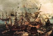 VROOM, Hendrick Cornelisz. Battle of Gibraltar qe oil painting reproduction